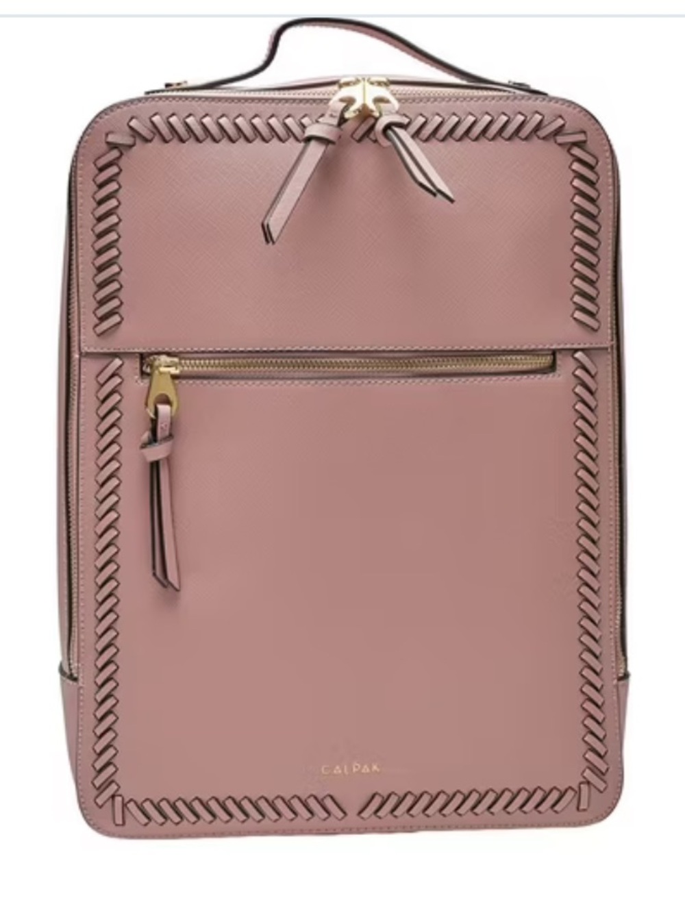 Calpak (Monogrammed) Taupe laptop Backpack with Whipstitch Detail
